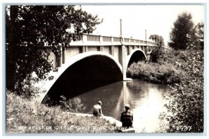 1944 Town Bridge On Little Sioux River Spencer Iowa IA RPPC Photo Postcard