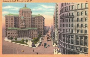 Vintage Postcard 1920's Borough Hall Building Streets Brooklyn New York N. Y.