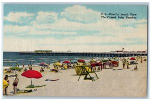 1955 The Famed Palm Beaches Colorful Beach View Lake Worth Florida FL Postcard 