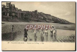 Old Postcard Villers sur Mer Kids On the Beach