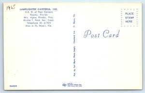 NAPLES, Florida FL ~ Roadside LAMPLIGHTER CAFETERIA Restaurant c1960s Postcard
