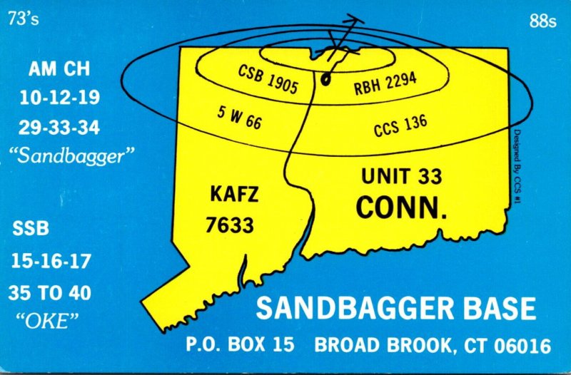 QSL Card Sandbagger Base Crumb Snatchers Qsl Club Broad Brook Connecticut