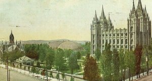 Postcard 1906 Hand Tinted View of Temple Square in Salt Lake City, UT.   Q7