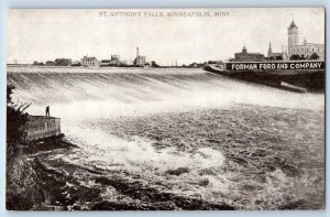 Minneapolis MN Postcard St. Anthony Falls Forman Ford And Company Advertising