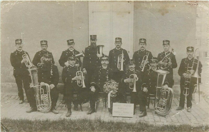 Music in the army military regiment fanfare band photo postcard Buhler Germany 