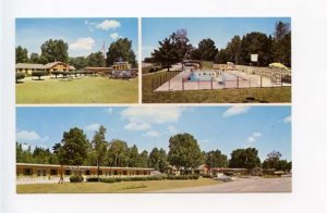 Manistiquer MI Blue Spruce Motel on US 2 Lake Michigan Pool Postcard