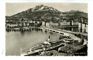 Switzerland - Luzern. View from the Pier to Mt. Pilatus  RPPC  (curled postcard)