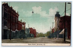 c1910's Main Street Scene Shop Savanna Illinois IL Unposted Vintage Postcard