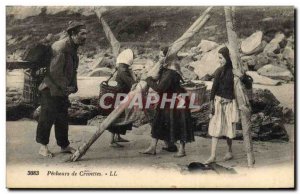 Old Postcard Fishermen Fishing shrimp