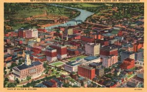 Vintage Postcard 1930's Aerial View State Capitol Memorial Square Nashville TN