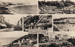 RP: FOLKESTONE, England, 1930s; 7 Views, Boating Pool, Kingsnorth Gardens