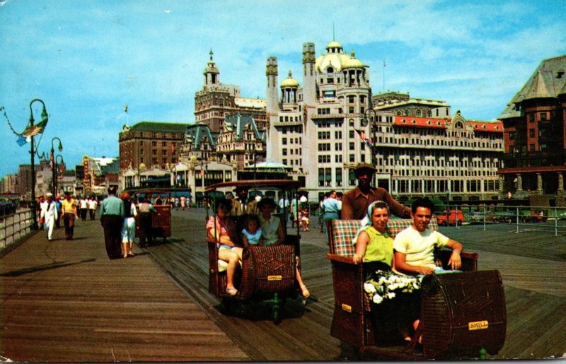 New Jersey Atlantic City Rolling Chairs On The Boardwalk 1963