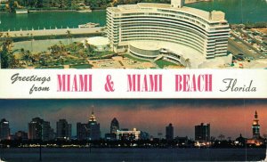 USA Greetings from Miami & Miami Beach Florida Vintage Postcard 07.36