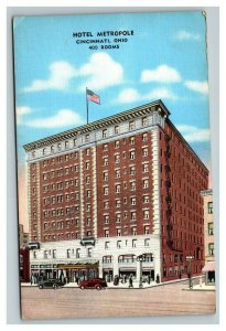 Vintage 1940's Advertising Postcard Hotel Metropole Cincinnati Ohio Antique Cars