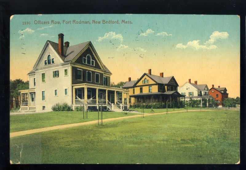 New Bedford, Massachusetts/MA/Mass Postcard, Officers Row, Fort Rodman, 1910!