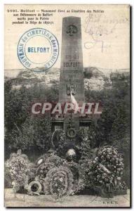 Old Postcard Belfort Monument Cemetery Elevate the mobile to the defenders of...