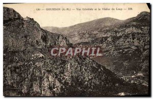 VINTAGE POSTCARD Gourdon View and the Viaduct of the Wolf