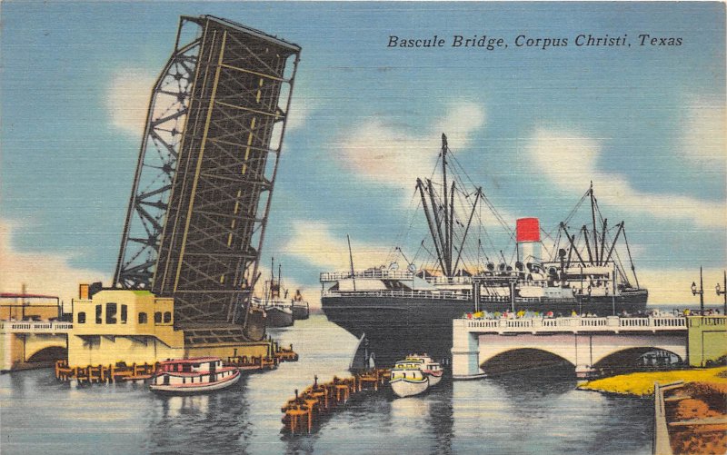 Corpus Christi Texas 1951 Postcard Bascule Bridge 