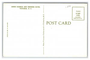Inner Harbor and Empress Hotel Victoria BC Canada UNP Chrome Postcard B19