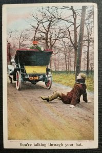 Vintage Colorized Comic Antique Cars Postcard