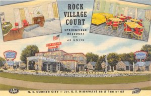 J39/ Springfield Missouri Postcard Linen US Highway 66 Rock Village Court 186