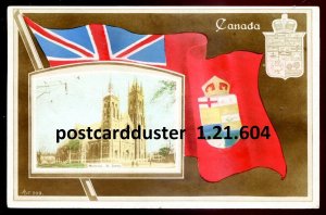 h5178 - MONTREAL Quebec 1909 St. James Cathedral. Patriotic Flag. Real Photo PC