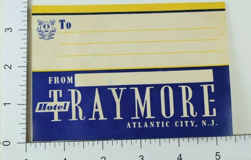 C. 1930's-40's Poster Stamp Luggage Label Traymore Hotel Atlantic City NJ E6