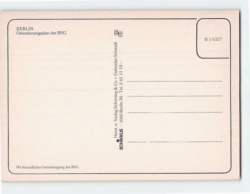 Postcard Orientierungsplan der BVG, Berlin, Germany