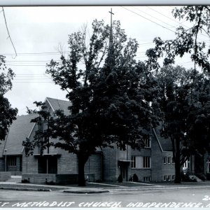 c1950s Independence, IA RPPC First Methodist Church Real Photo Postcard Vtg A105