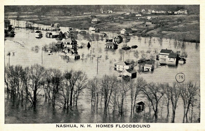 NH - Nashua. 1936 Flood. Homes Floodbound