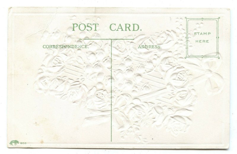 Postcard Fond Wishes Happy Birthday Vintage Standard View Card Embossed Glitter 