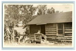 Circa 1910 RPPC Morgan's Lost Land Lake Resort, Hayward, WI Tame Deer Cabin P21 