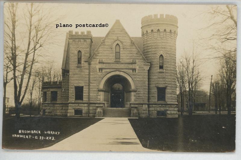 VAN WERT, OHIO BRUMBACK LIBRARY REAL PHOTO POSTCARD