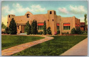 Vtg Albuquerque New Mexico NM Public Library 1930s View Linen Postcard