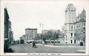 Regina Saskatchewan 11th Avenue & City Hall Sask SK Unused Postcard H14