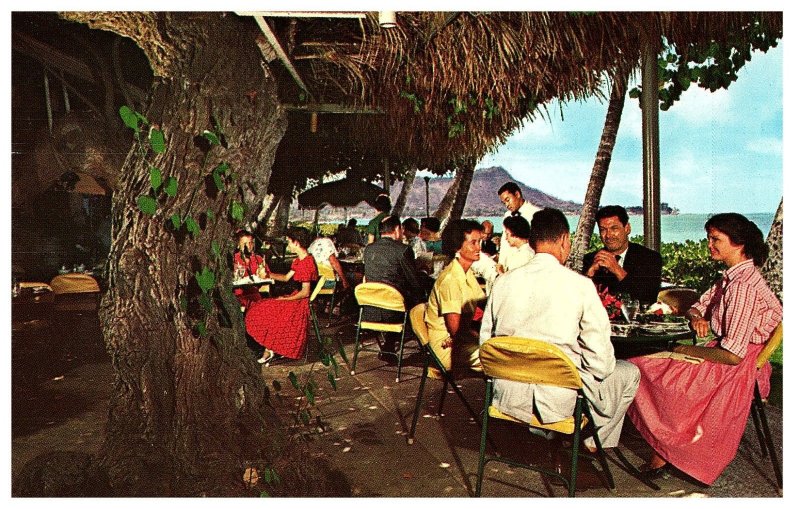 Coral Lanai Halekulani Hotel Hau Trees Dining Waikiki Beach Hawaii Postcard