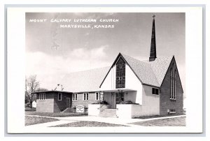 Mount Calvary Lutheran Church Marysville Kansas RPPC Postcard