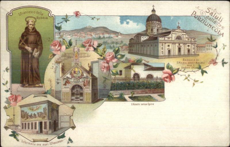 Italy Gruss Aus Style Greeting Assisi Porziuncola Church c1900 Postcard #2