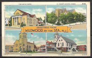New Jersey. Wildwood By The Sea - Greetings - Multi-View Churches - [NJ-048]