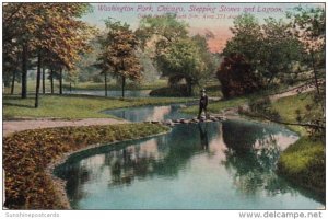 Illinois Chicago Stepping Stones and Lagoon In Washington Park 1910