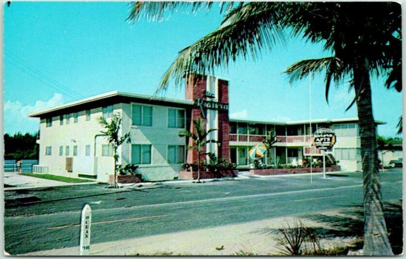 Hollywood Beach, Florida Postcard RIVIERA APARTMENTS Street View c1960s