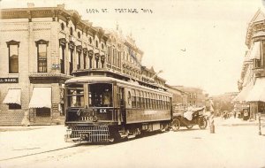 Real Photo, RPPC, c.1916, Street Car, Cook St, Portage, WI,Wisc,MSG Old Postcard