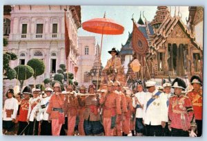 Bangkok Thailand Postcard HM King on Royal Golden Chair of State 1968