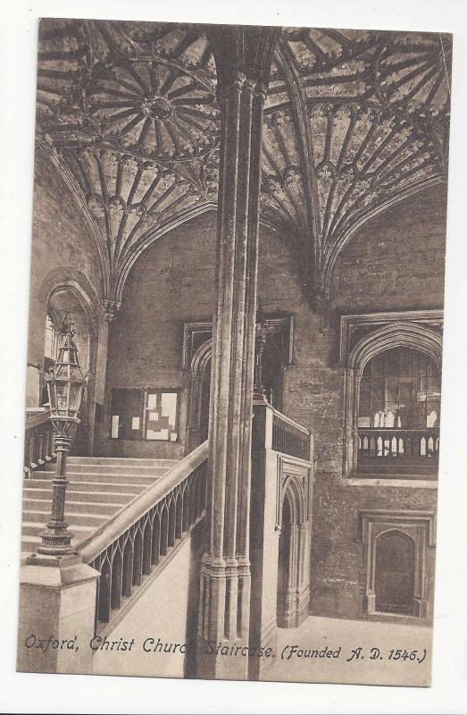 UK Oxford Christ Church Staircase Vtg Frith's Postcard Sepia