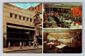 Columbus OH - Ohio, Mills Restaurant, Inside & Outside View, Chrome, Postcard 