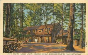 1940s Napa California Lokoya Mountain Lodge Postcard Roadside Teich linen 4220