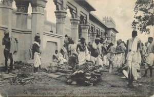 Hindu funeral rites & death rituals cremation scene postcard 1907 British India