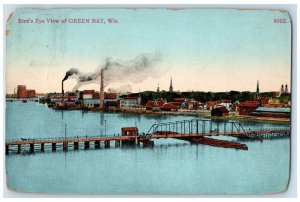 1911 Bird's Eye View of Green Bay Wisconsin WI Antique Posted Postcard