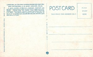 Vintage Postcard 1920's United States Mint Colfax Avenue Capitol Denver Colorado