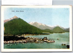 Vtg Sitka Alaska Scenic Village Mountain Landscape Fishing 1930s View Postcard